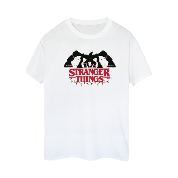 Netflix Dam/Tjej Stranger Things Demogorgon Juleljus Bomull Boyfriend T-shirt