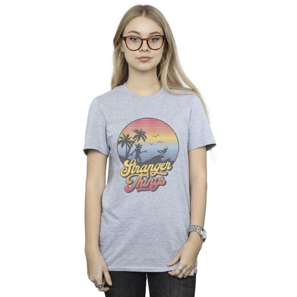 Netflix Dam/kvinnor Stranger Things LA Gradient Bomull Boyfriend T-shirt