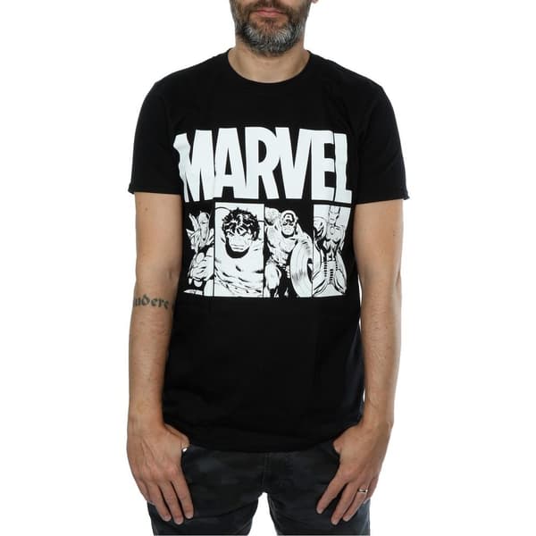 Marvel Mens Comics Action Tiles T-shirt