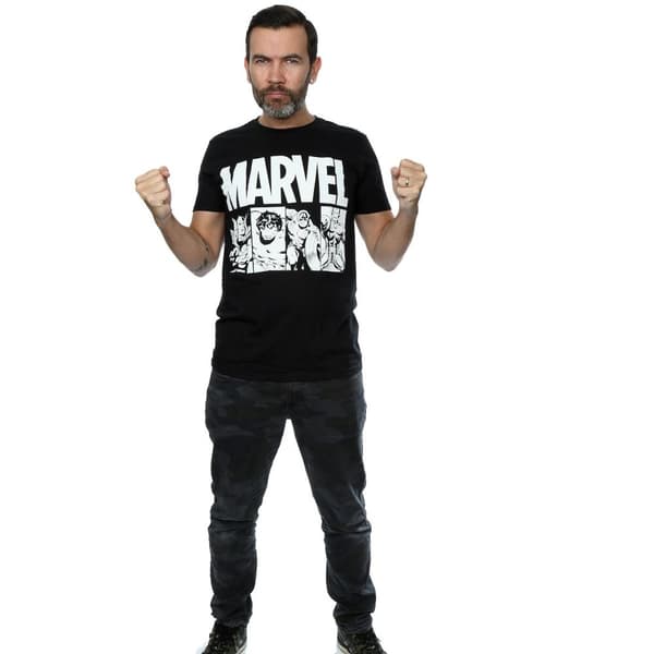Marvel Mens Comics Action Tiles T-shirt