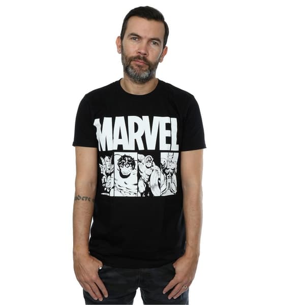 Marvel Mens Comics Action Tiles T-shirt