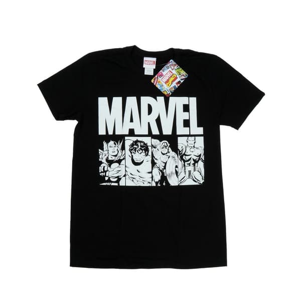 Marvel Mens Comics Action Tiles T-shirt Black M
