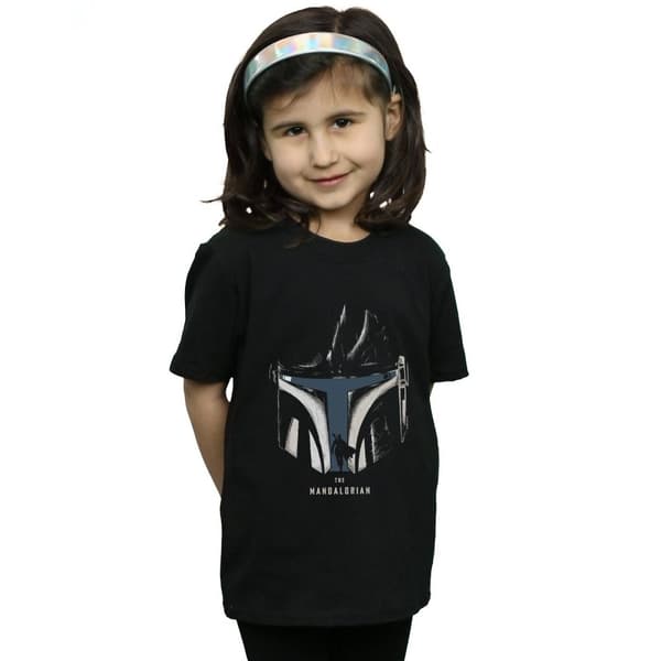 Star Wars Girls The Mandalorian Helmet Silhouette Cotton T-Shirt