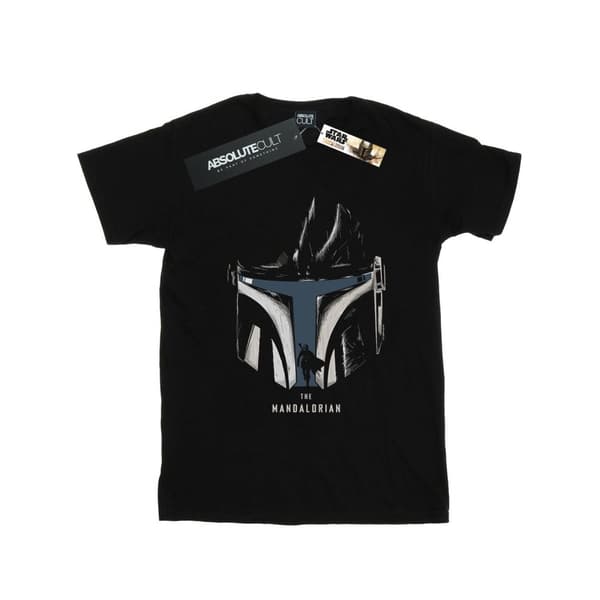 Star Wars Girls The Mandalorian Helmet Silhouette Cotton T-Shirt