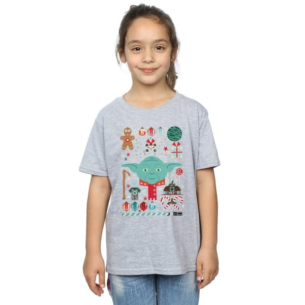 Star Wars Girls Yoda Christmas Cotton T-Shirt
