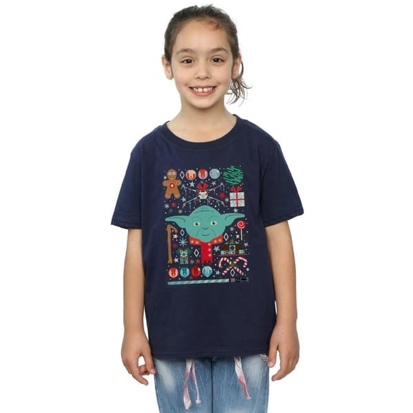 Star Wars Girls Yoda Christmas Cotton T-Shirt