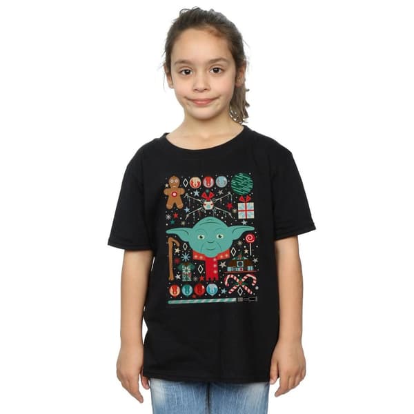 Star Wars Girls Yoda Christmas Cotton T-Shirt