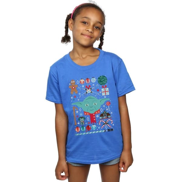 Star Wars Girls Yoda Christmas Cotton T-Shirt
