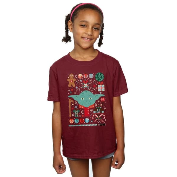 Star Wars Girls Yoda Christmas Cotton T-Shirt