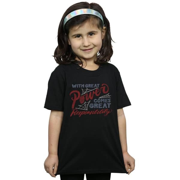 Marvel Girls Spider-Man Great Responsibility Cotton T-Shirt