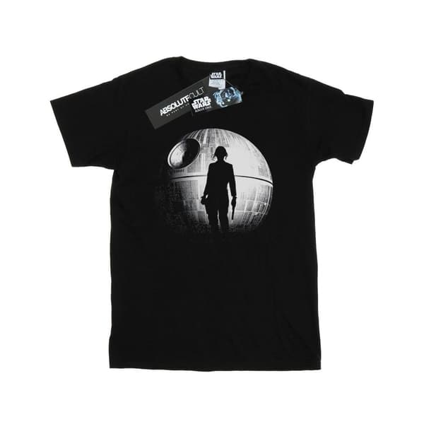 Star Wars Girls Rogue One Death Star Jyn Silhouette Cotton T-Shirt Black 9-11 Years