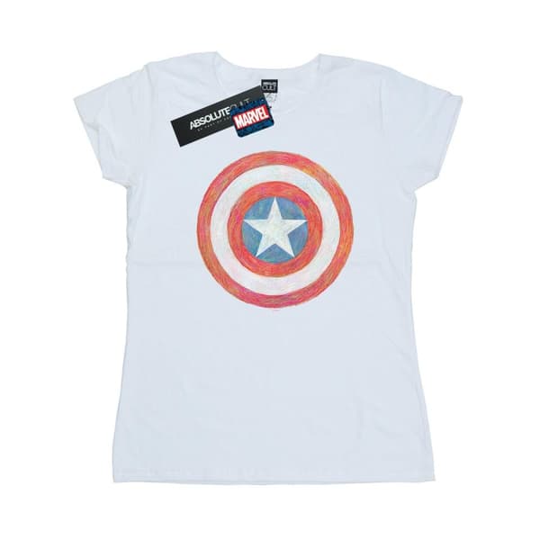 Marvel T-shirt i bomull med skissad sköld från Captain America - dam/dam