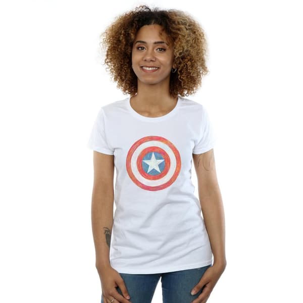 Marvel T-shirt i bomull med skissad sköld från Captain America - dam/dam