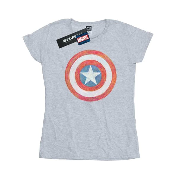 Marvel T-shirt i bomull med skissad sköld från Captain America - dam/dam