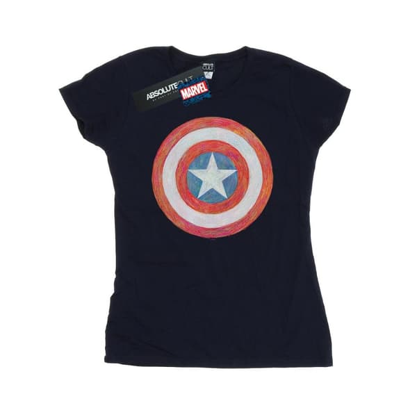 Marvel T-shirt i bomull med skissad sköld från Captain America - dam/dam