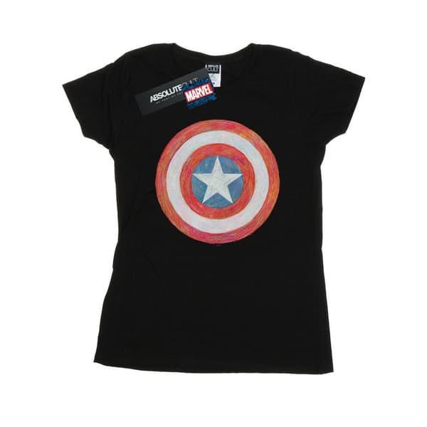Marvel T-shirt i bomull med skissad sköld från Captain America - dam/dam