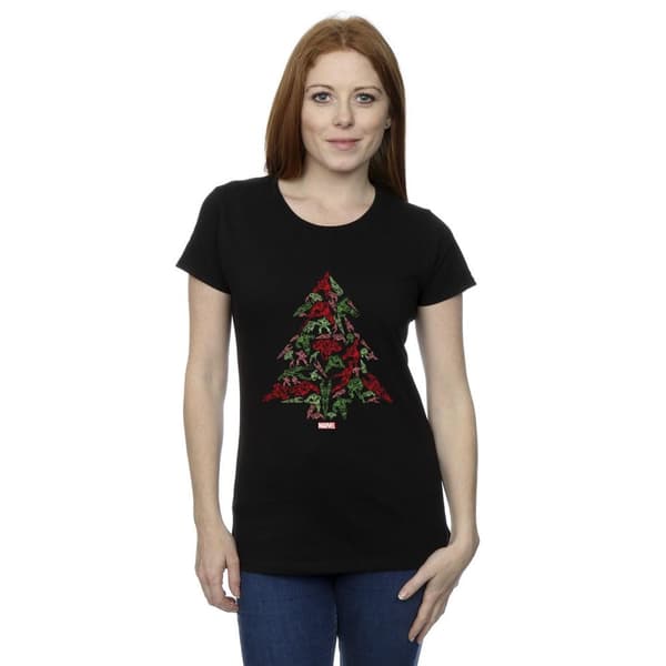 Marvel Womens/Ladies Avengers Christmas Tree Cotton T-Shirt