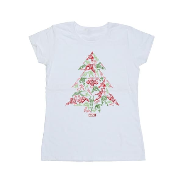 Marvel Womens/Ladies Avengers Christmas Tree Cotton T-Shirt