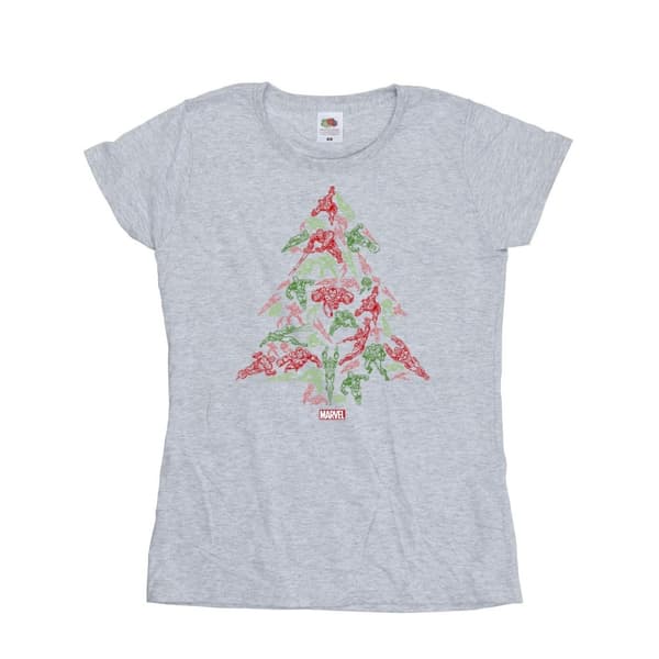 Marvel Womens/Ladies Avengers Christmas Tree Cotton T-Shirt