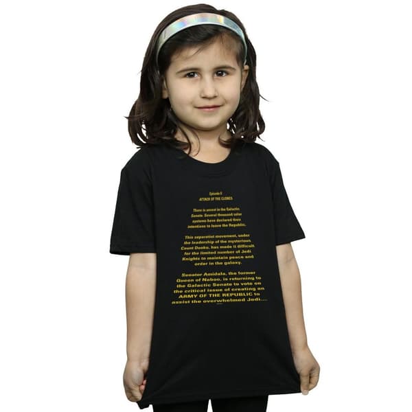 Star Wars Girls Attack Of The Clones Opening Crawl Cotton T-Shirt