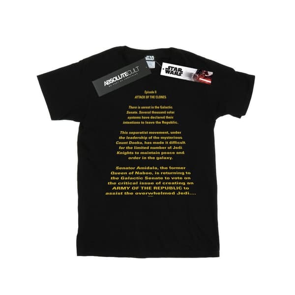 Star Wars Girls Attack Of The Clones Opening Crawl Cotton T-Shirt