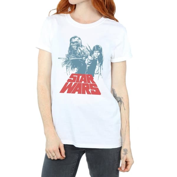 Star Wars Womens/Ladies Han Solo Chewie Duet Cotton Boyfriend T-Shirt