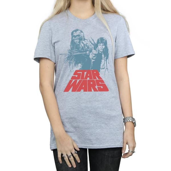 Star Wars Womens/Ladies Han Solo Chewie Duet Cotton Boyfriend T-Shirt