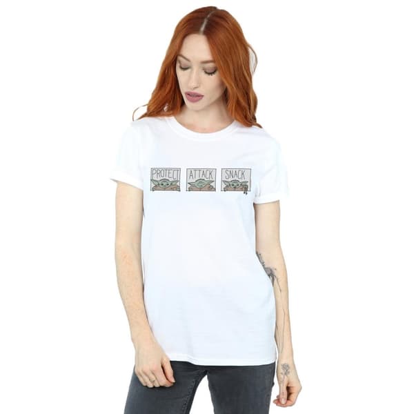 Star Wars Dam/Tjej The Mandalorian The Child Kakelplattor Bomull Boyfriend T-shirt