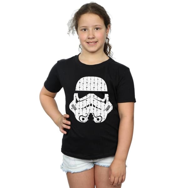 Star Wars T-shirt i bomull med stormtrooperhjälm för flickor