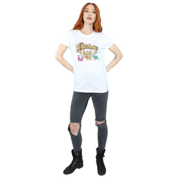 The Flintstones Womens/Ladies Group Distressed Cotton Boyfriend T-Shirt
