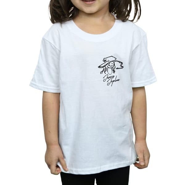 Janis Joplin Girls Outline Sketched Cotton T-Shirt