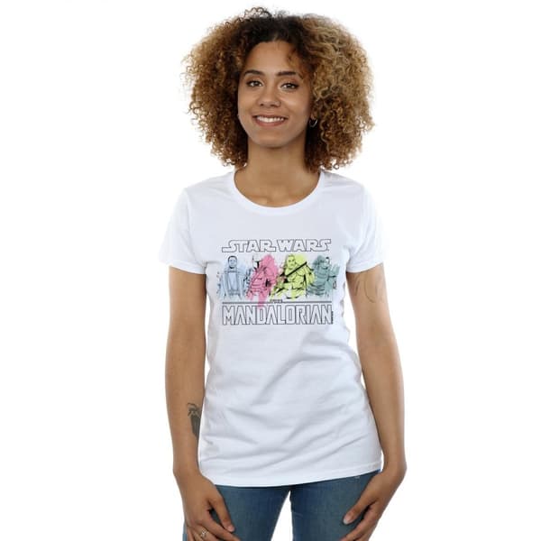 Star Wars Dam/Tjej The Mandalorian Karaktär Pose Bomulls-T-shirt