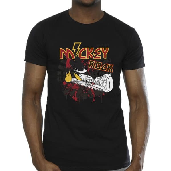 Disney Mens Musse Pigg Smash Guitar Rock T-shirt
