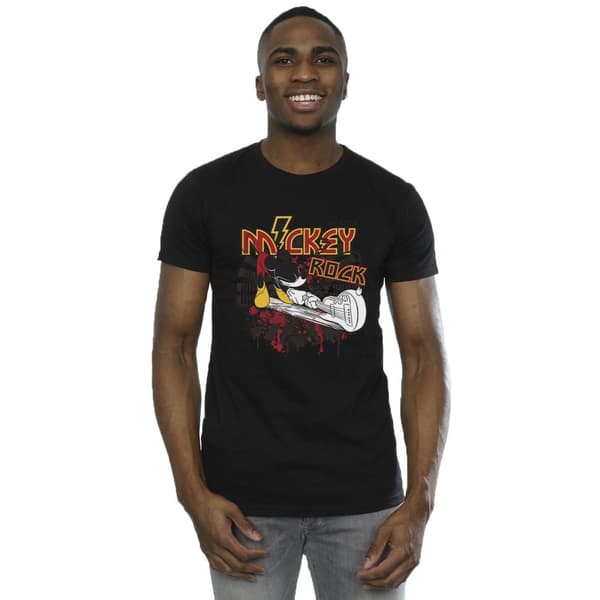 Disney Mens Musse Pigg Smash Guitar Rock T-shirt