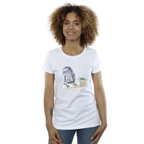 Star Wars Womens/Ladies The Mandalorian R2D2 And Grogu Cotton T-Shirt