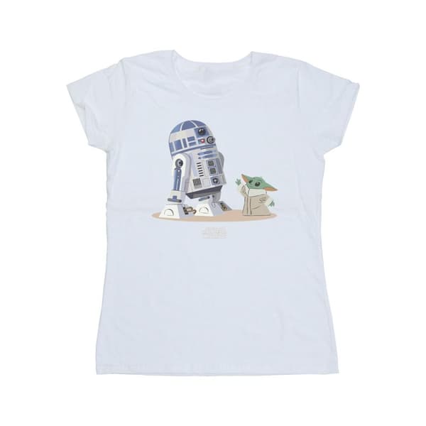 Star Wars Womens/Ladies The Mandalorian R2D2 And Grogu Cotton T-Shirt White L