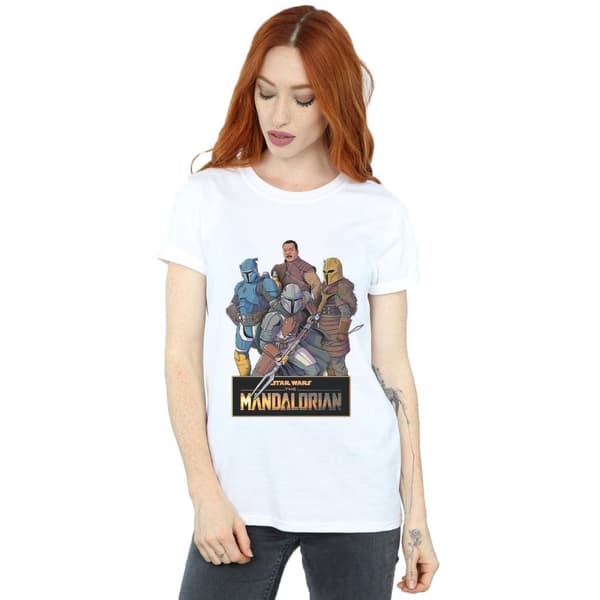 Star Wars Womens/Ladies The Mandalorian Character Collage Cotton Boyfriend T-Shirt