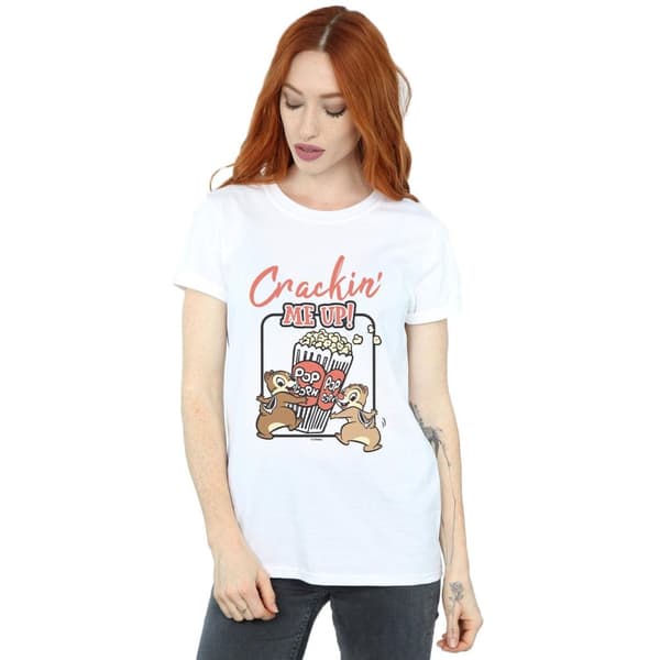 Disney Dam/Tjej Chip N Dale Crackin Me Up Boyfriend T-shirt i bomull