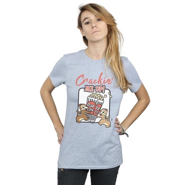 Disney Dam/Tjej Chip N Dale Crackin Me Up Boyfriend T-shirt i bomull