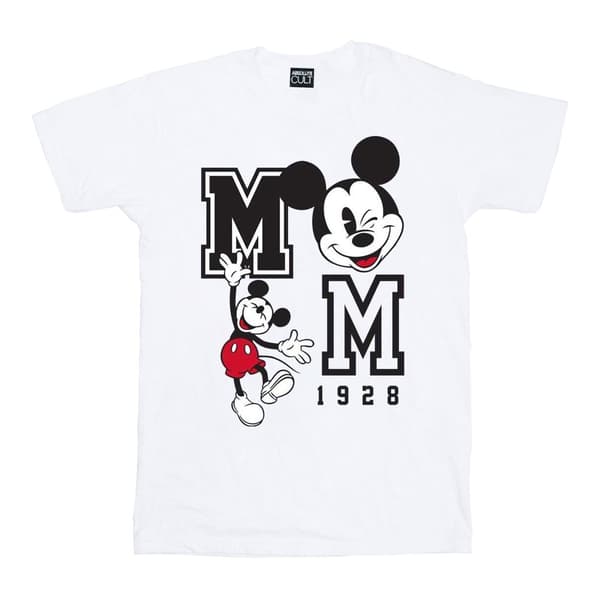 Disney Womens/Ladies Mickey Mouse Jump And Wink Cotton Boyfriend T-Shirt