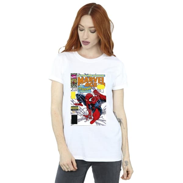 Marvel Dam/Tjej Spider-Man Marvel Age Comic Cover Bomull Boyfriend T-shirt