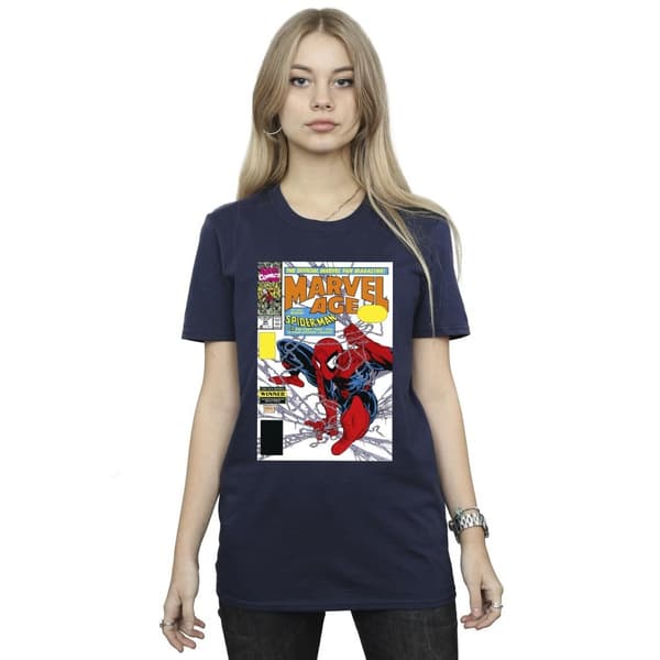 Marvel Dam/Tjej Spider-Man Marvel Age Comic Cover Bomull Boyfriend T-shirt
