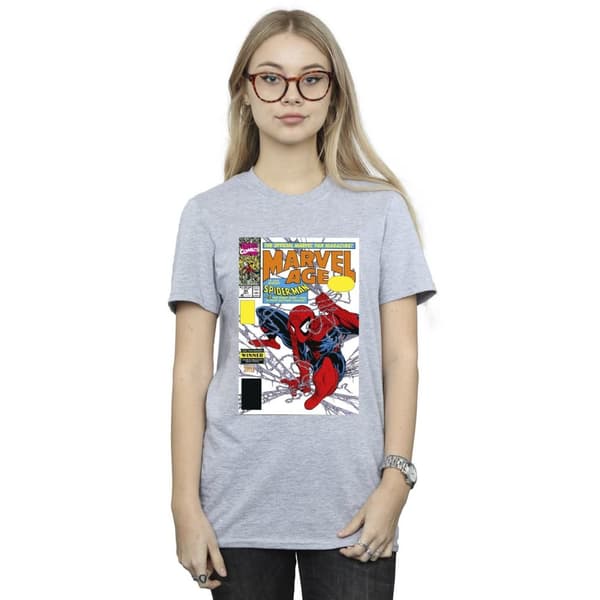 Marvel Dam/Tjej Spider-Man Marvel Age Comic Cover Bomull Boyfriend T-shirt