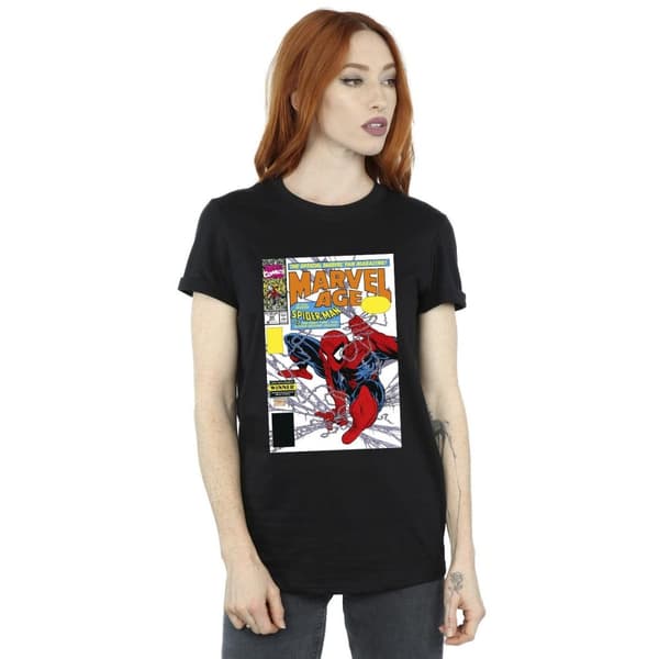 Marvel Dam/Tjej Spider-Man Marvel Age Comic Cover Bomull Boyfriend T-shirt