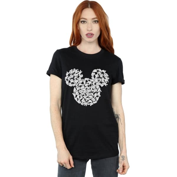 Disney Dam/kvinnor Musse Pigg - huvud med händer Boyfriend-t-shirt i bomull