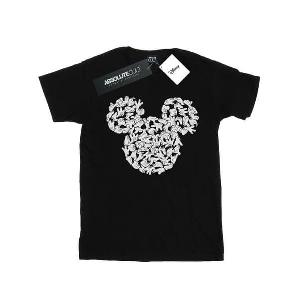 Disney Dam/kvinnor Musse Pigg - huvud med händer Boyfriend-t-shirt i bomull Black XL