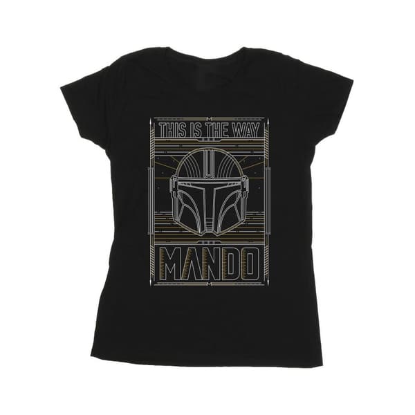 Star Wars Dam/Tjej The Mandalorian The Way Outline Helm Bomulls-T-shirt