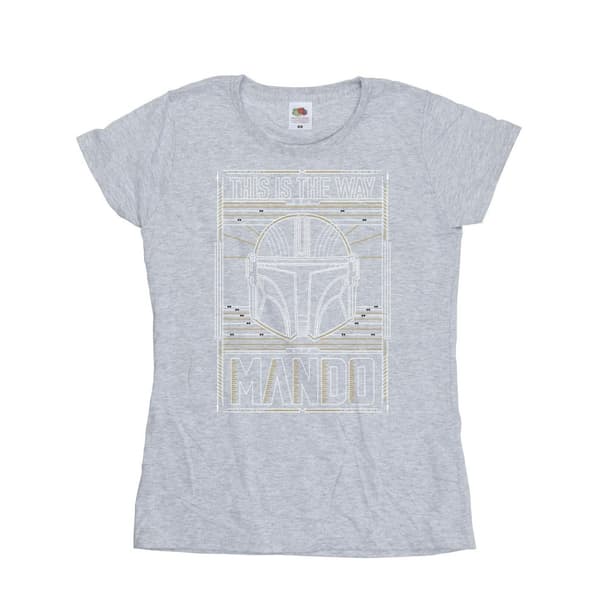 Star Wars Dam/Tjej The Mandalorian The Way Outline Helm Bomulls-T-shirt