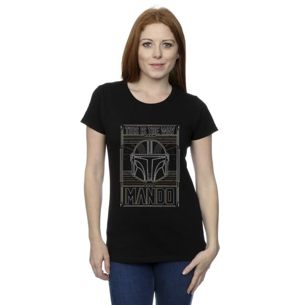 Star Wars Dam/Tjej The Mandalorian The Way Outline Helm Bomulls-T-shirt