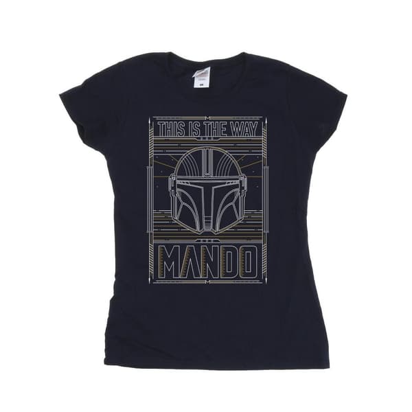 Star Wars Dam/Tjej The Mandalorian The Way Outline Helm Bomulls-T-shirt